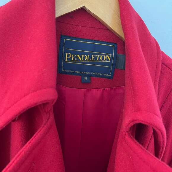 Pendleton Woman's Red 100% Italian Fabric Merino Wool Outdoor Warm Jacket Sz 14 - Picture 4 of 11